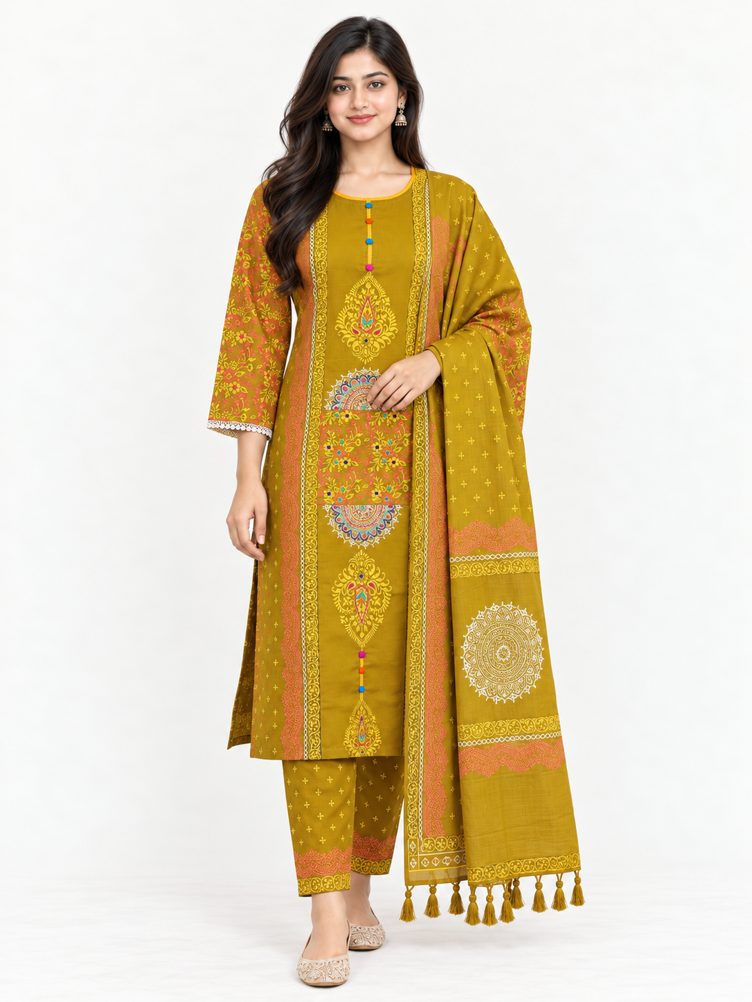 Mustard Olive Salwar Kameez