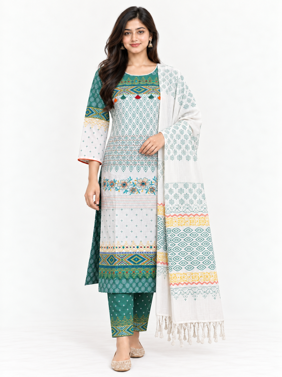 Classic Three Piece Set (White x Sage Green)